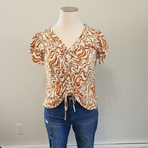 Flutter Sleeve Blouse with Adjustable Front Ruching